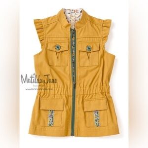 Mustard Yellow Sleeveless Vest with Floral Accents